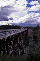The road between Chitina and McCarthy was a old railway track between Cordova and the Kennicott Mines, once they were abandonned the workers just took the rails and left the pegs, big pegs! -> said to be bad for the tires!